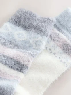 Sale Next Black/Pastel Fairisle Superhairy Cosy Socks 2 Pack
