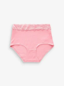 Next Black/Pink Heart Print Full Brief Cotton Lace Knickers 4 Pack^Women Panties