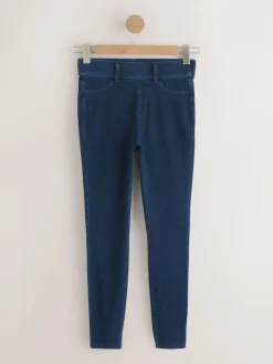 New Next Full Length Jersey Denim Leggings 2 Pack Black/Rinse Blue