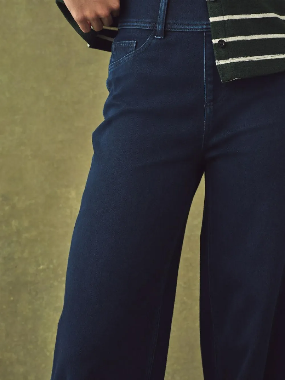 Hot Next Jersey Denim Wide Leg Trousers 2 Pack Black/Rinse Blue