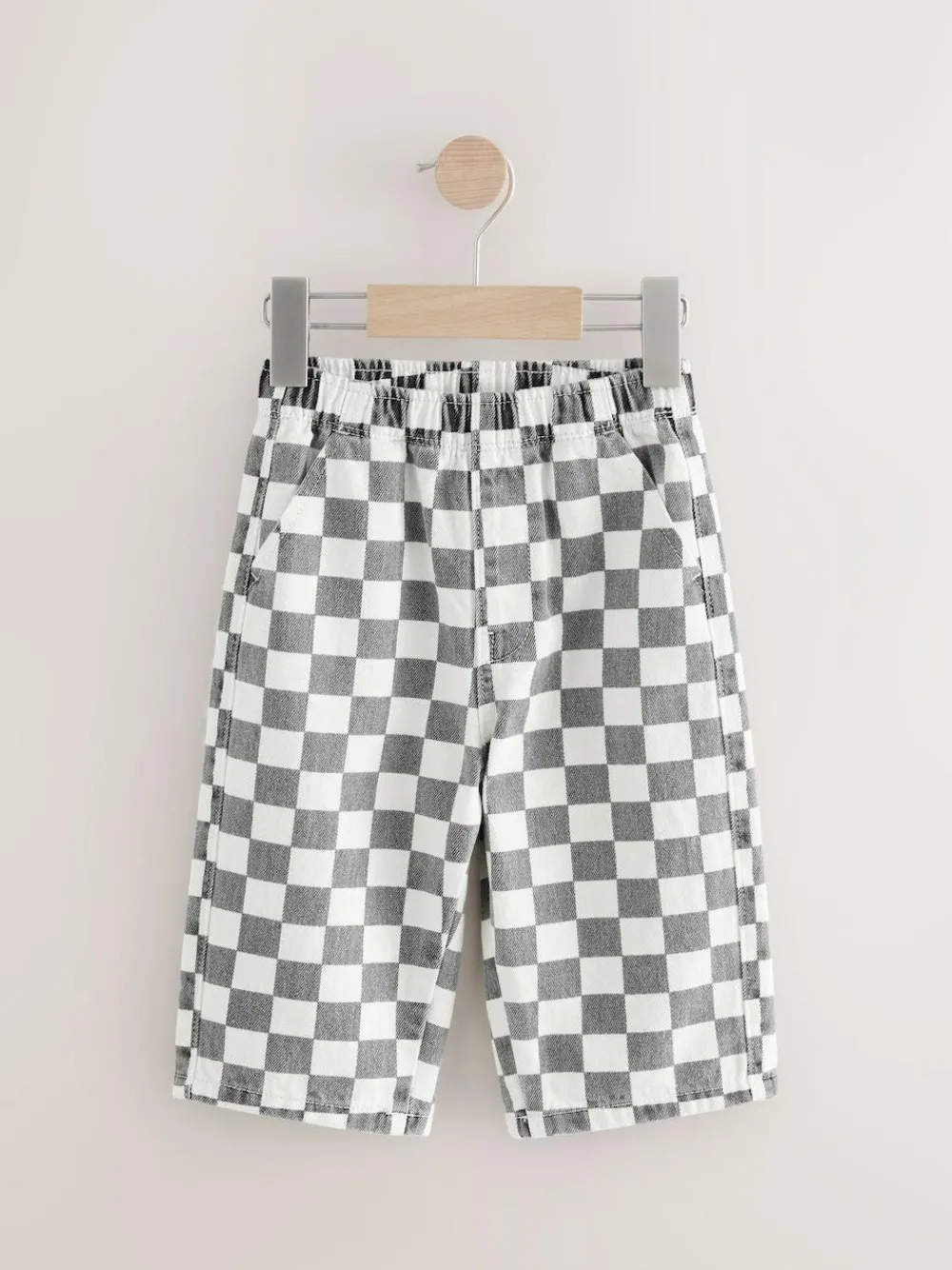 Next Black/White Checkerboard Printed Pull On Wide Trousers (3mths-7yrs)