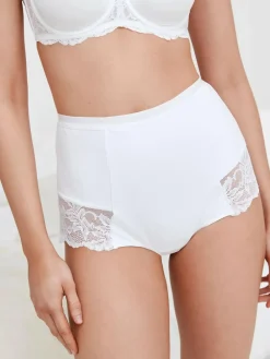 Outlet Next Black/White Cotton Tummy Control Shaping Lace Back Knickers 2 Pack