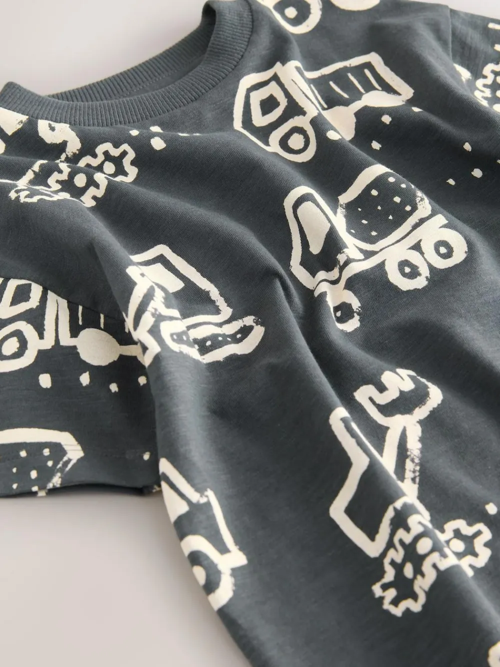 Online Next Short Sleeve All-Over Print T-Shirt (3 Month-7 Years) (3mths-7yrs) Black/White Digger