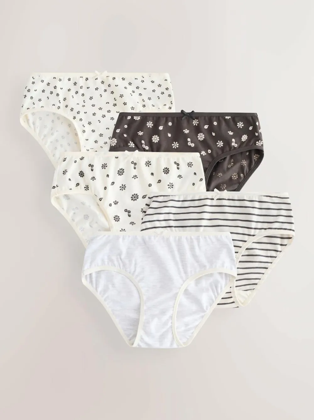 Best Next Ditsy Print Briefs 5 Pack (1.5-16yrs) Black/White