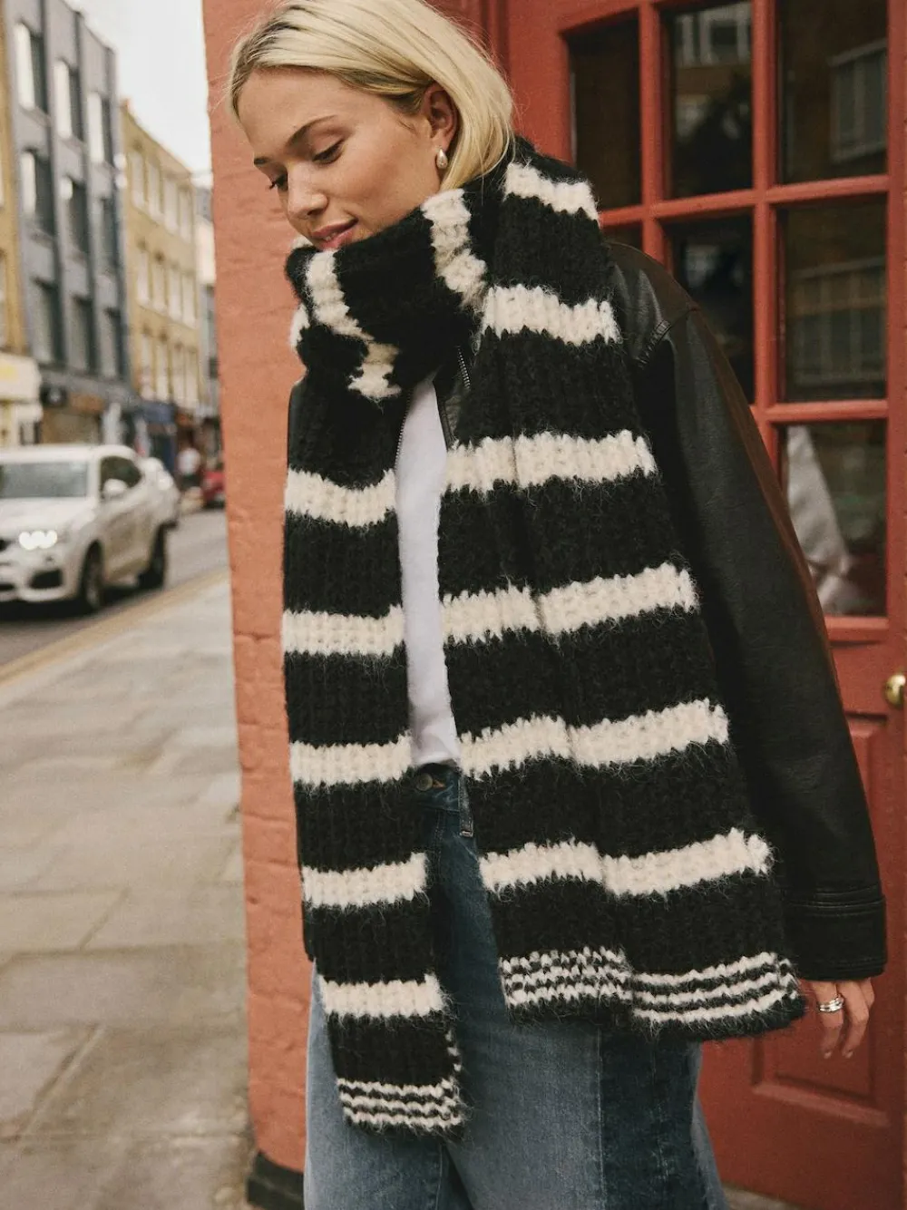 Next Knitted Wool Blend Striped Scarf^Women Hats, Gloves & Scarves|Hats, Gloves & Scarves