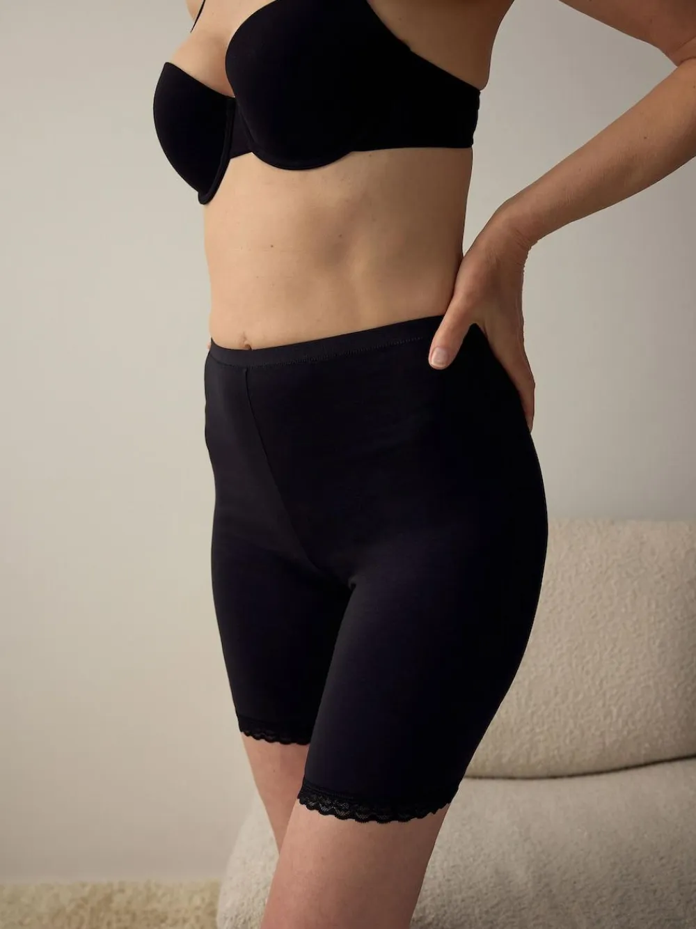 Next Black/White Menopause Friendly Cooling Thigh Smoothing Shorts 2 Pack^Women Shapewear