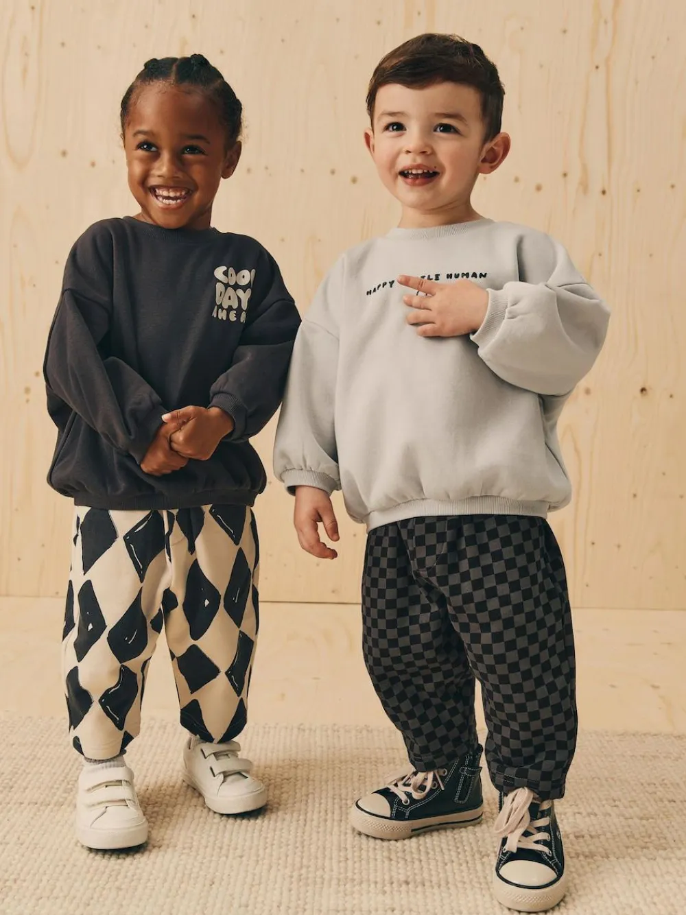 Next Black/White Printed 2 Pack Sweatshirt And Stripe Joggers Set (3mths-7yrs)^BOY Sweatshirts & Hoodies|Sets & Co-Ords