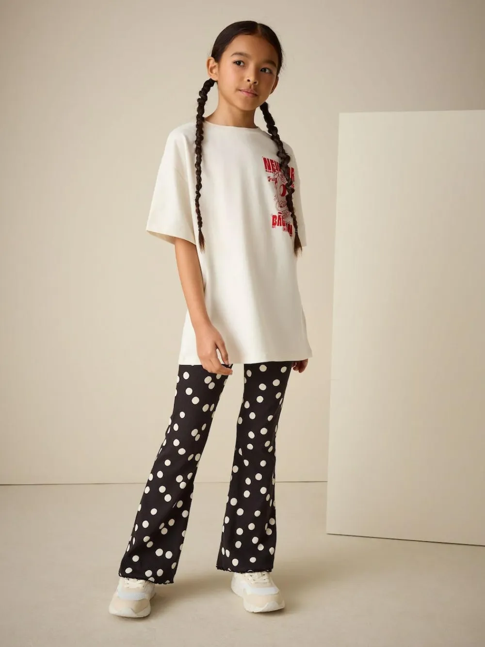 Next Black/White Spot 1 Pack Rib Flare Leggings (3-16yrs)^ Pants & Leggings|Pants & Leggings