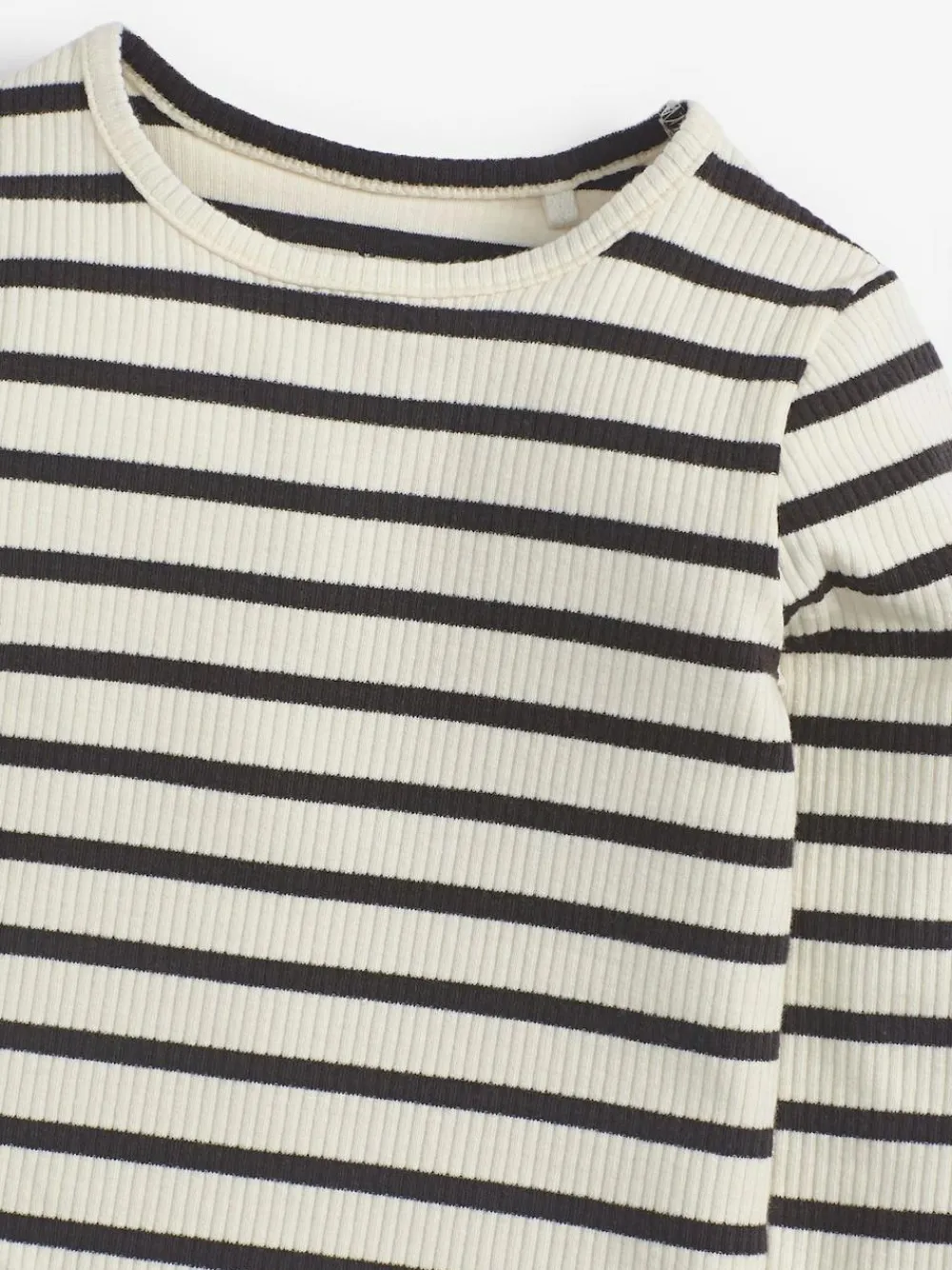 Outlet Next Black/White Stripe Cotton Rich Long Sleeve Rib T-Shirt (3mths-7yrs)