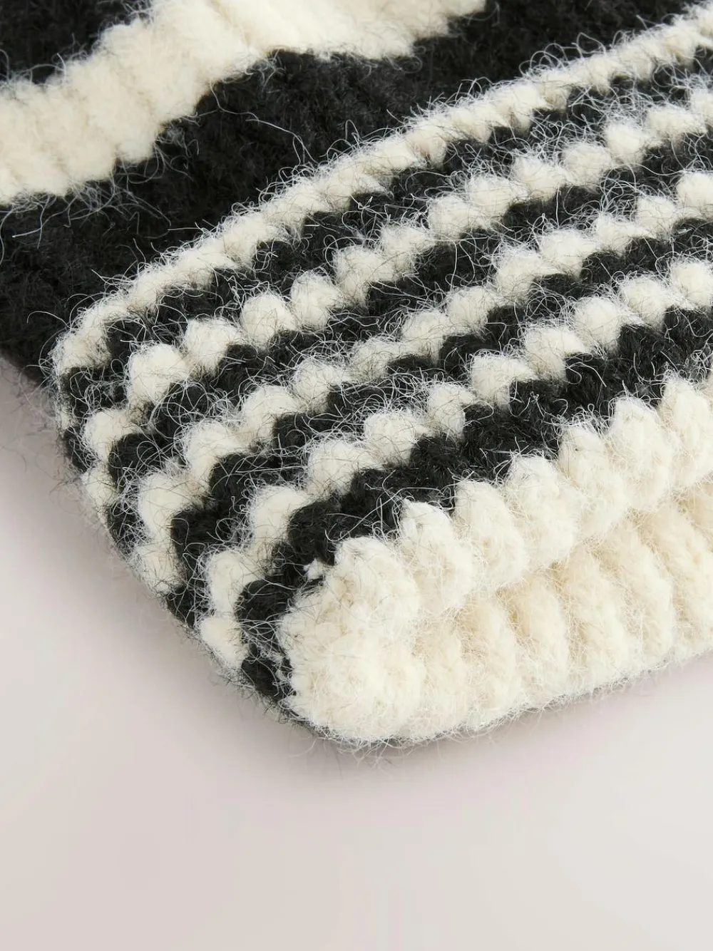 Next Stripe Knitted Beanie Hat Black/White