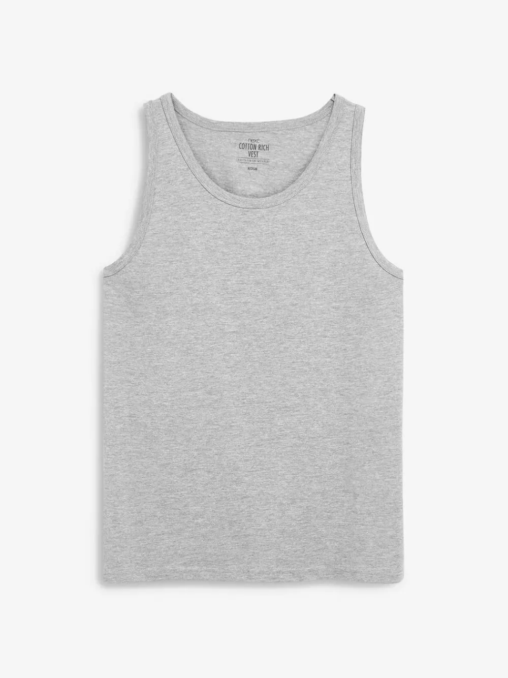 Outlet Next 100% Cotton Layering Vests 5 Pack Black/White/Grey Marl/Navy Blue