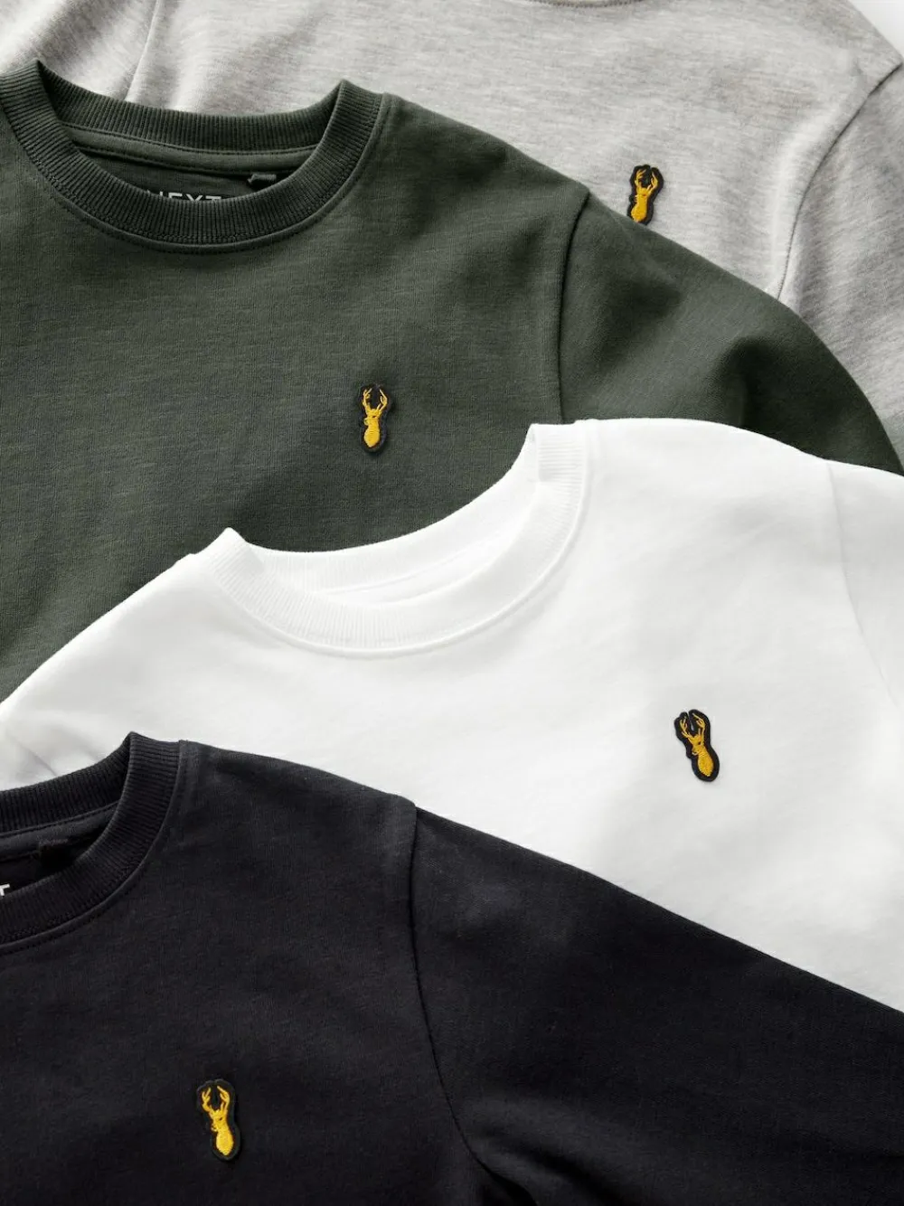 Next Stag Logo Long Sleeve Cosy T-Shirts 4 Pack (3-16yrs)^BOY Tops|T-Shirts