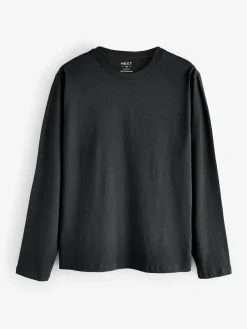 Outlet Next Black/White/Grey/Blue Slim Fit Regular Fit Long Sleeve 100% Cotton T-Shirts 5 Pack