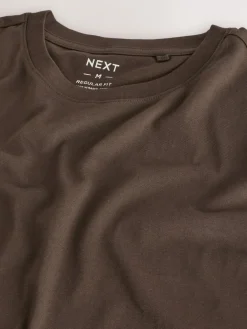 Next Black/White/Grey/Slate Grey/Stone/Brown Regular Fit Essential Cotton T-Shirts 6 Pack^ Nightwear|Tops & T-Shirts