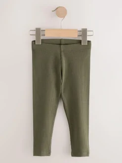 Hot Next Ribbed Leggings 5 Pack (3mths-7yrs) Black/White/Khaki Green
