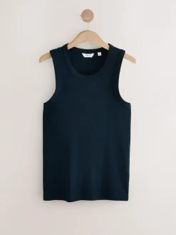 New Next Black/White/Neutral/Navy 4 Pack Slim Ribbed Vest