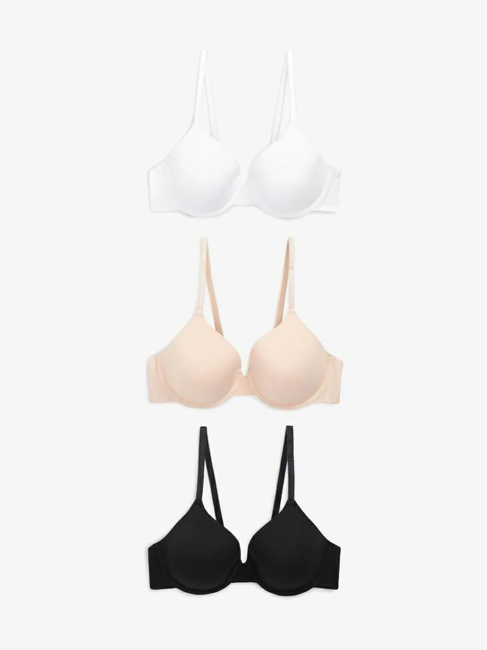 Next Black/White/Pastel Rose Nude Pad Full Cup Cotton Blend Ultimate Comfort Bras 3 Pack^Women Bras