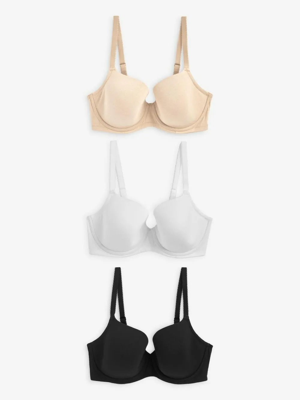 Next Black/White/Pastel Rose Nude Pad Balcony DD+ Cotton Blend Ultimate Comfort Bras 3 Pack^Women Dd+ Range|Bras
