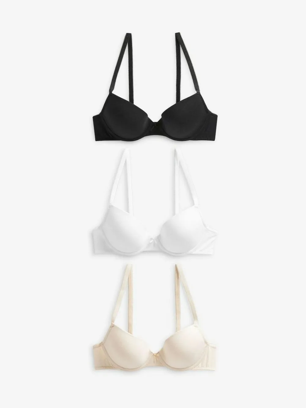 Next Black/White/Pastel Rose Nude Pad Plunge Cotton Blend Ultimate Comfort Bras 3 Pack^Women Bras