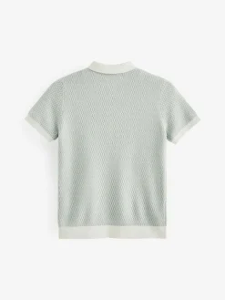 Next Blue 100% Cotton Short Sleeve Geo Pattern Polo Shirt (3-16yrs)^BOY Knitwear & Sweaters|Knitwear