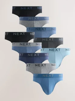 Sale Next 10 pack Cotton Rich Briefs Blue / Grey Marl