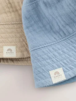 Next Baby Bucket Hats 2 Pack (0mths-2yrs)^BOY Hats & Scratch Mitts|Newborn Accessories