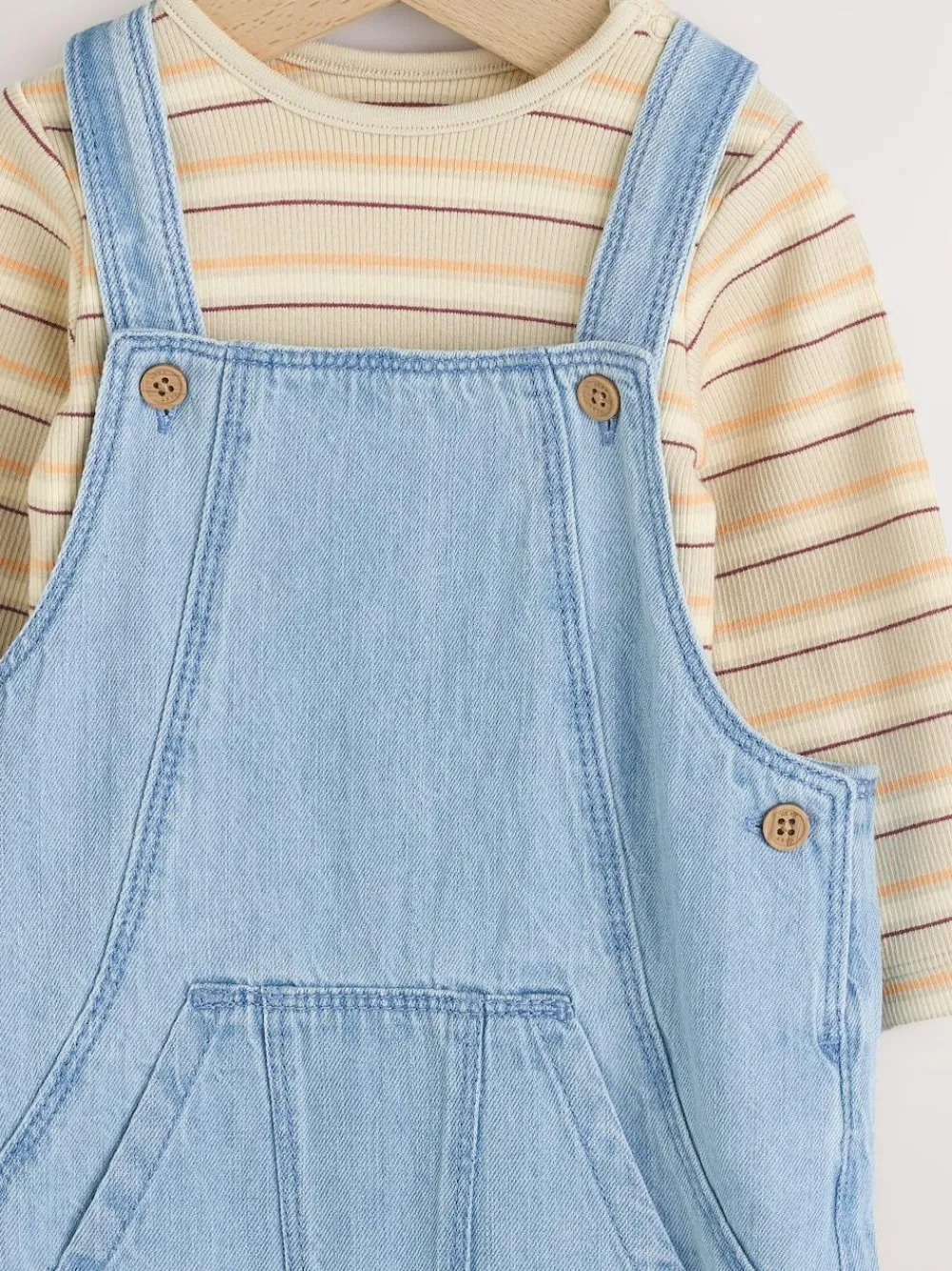Hot Next Baby Denim Dungarees and Bodysuit Set (0mths-2yrs) Blue
