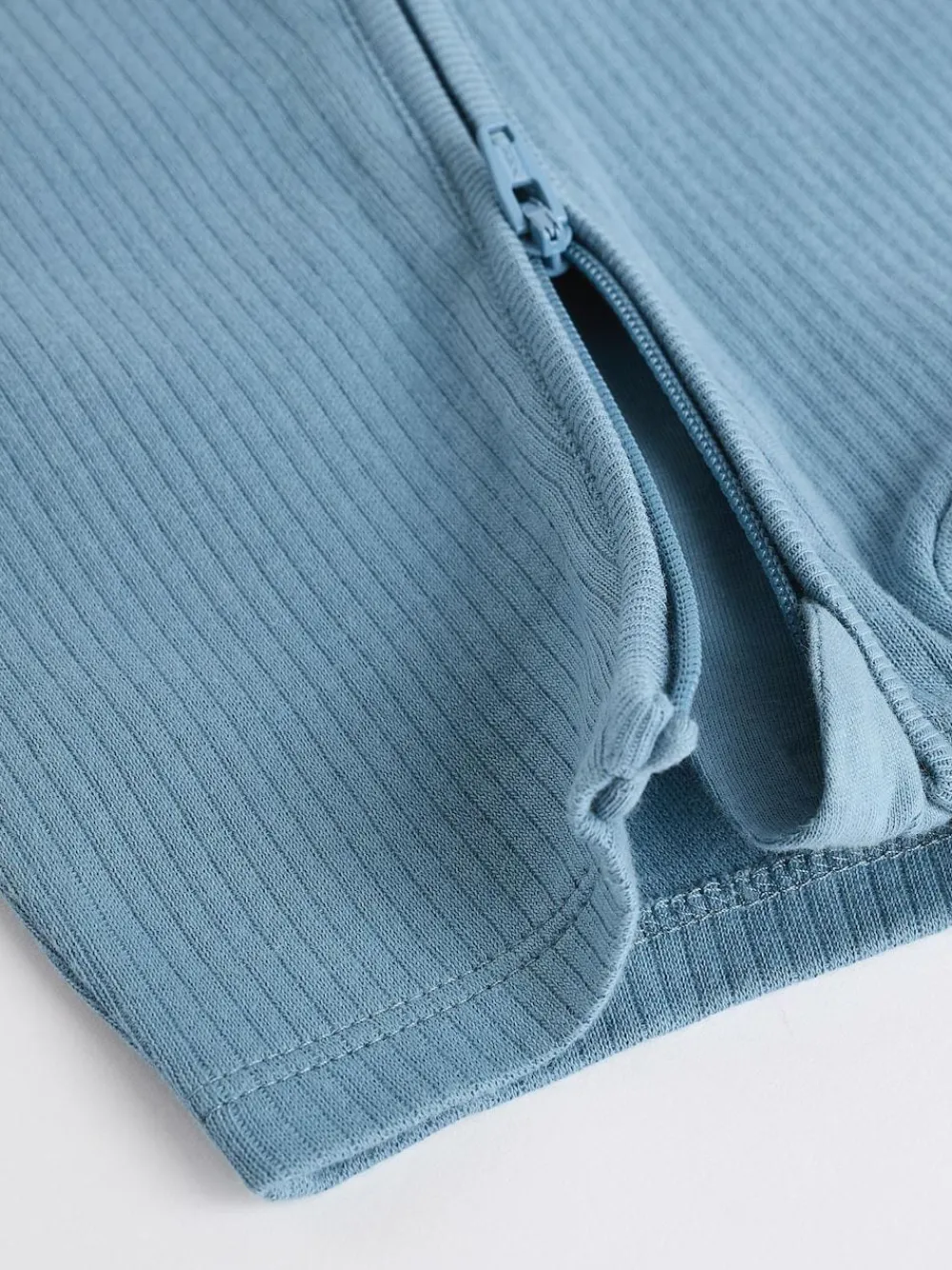 New Next Blue Baby Two Way Zip 100% Cotton Rompers 3 Pack (0-3yrs)