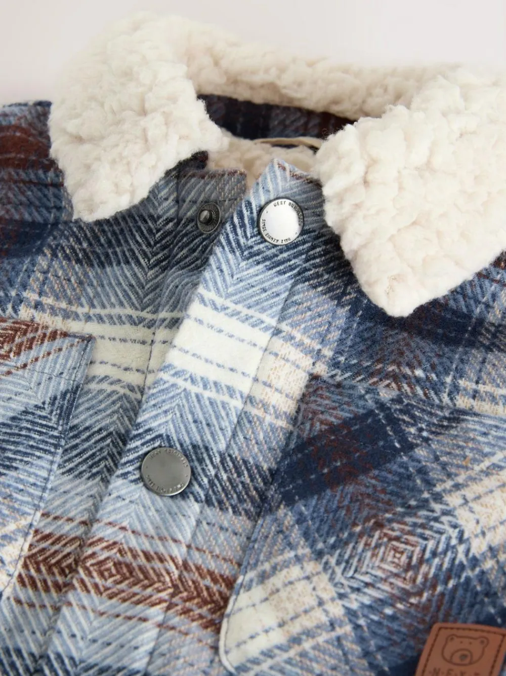 Sale Next Borg Lined Check Shacket (3mths-7yrs) Blue