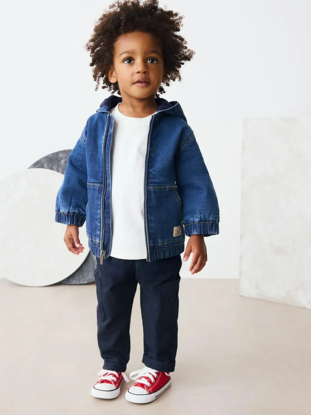 Next Blue Borg Lined Hooded Zip Through Denim Shacket (3mths-7yrs)^BOY Coats, Jackets & Pramsuits|Coats, Jackets & Pramsuits