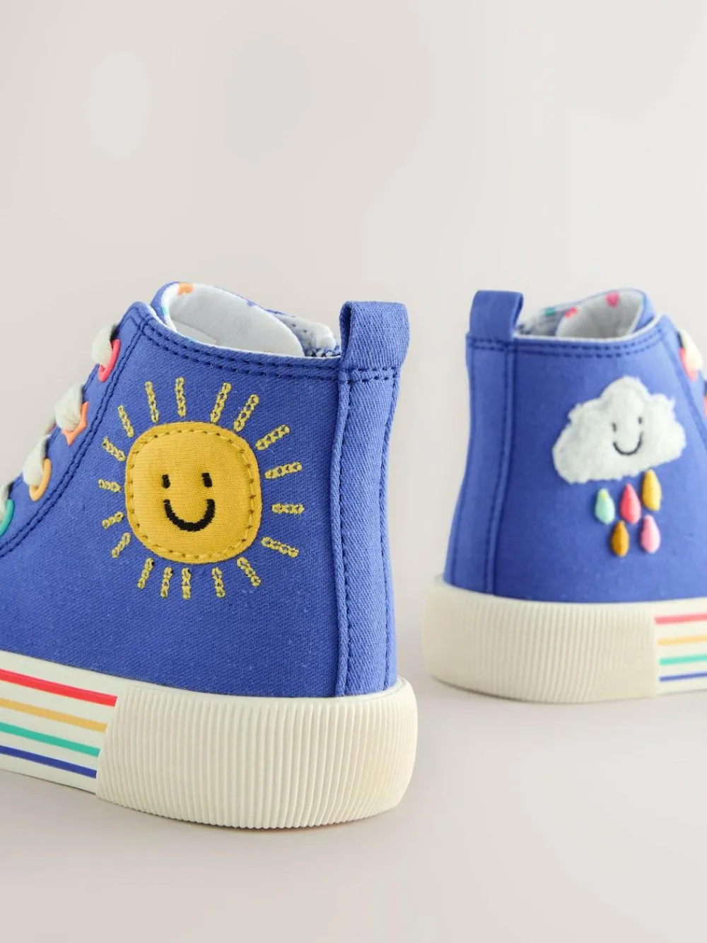 Online Next Blue Character Appliqué Standard Fit (F) High Top Trainers