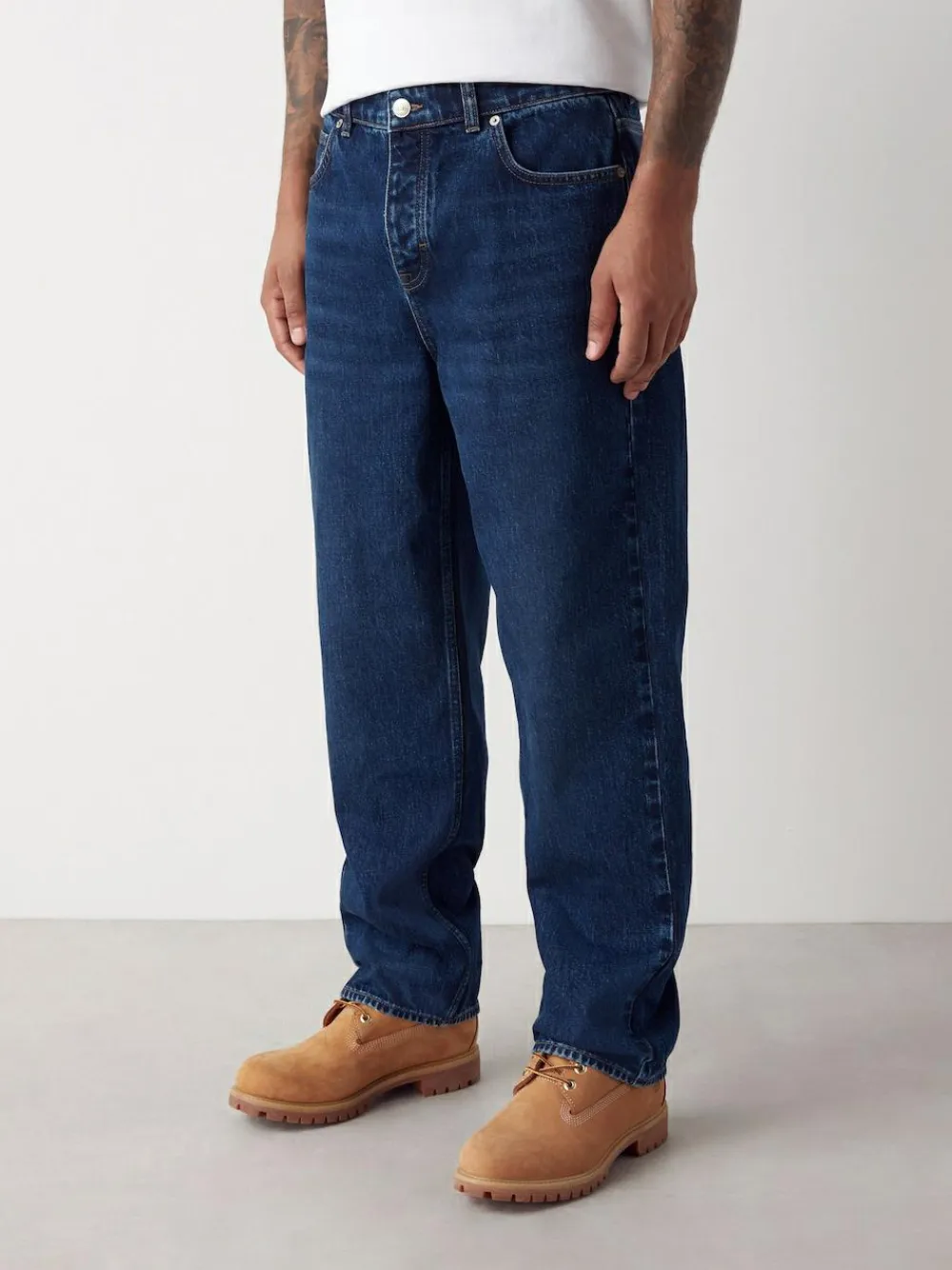 Best Next Relaxed Fit Vintage Wash Denim Jeans Blue Classic Vintage