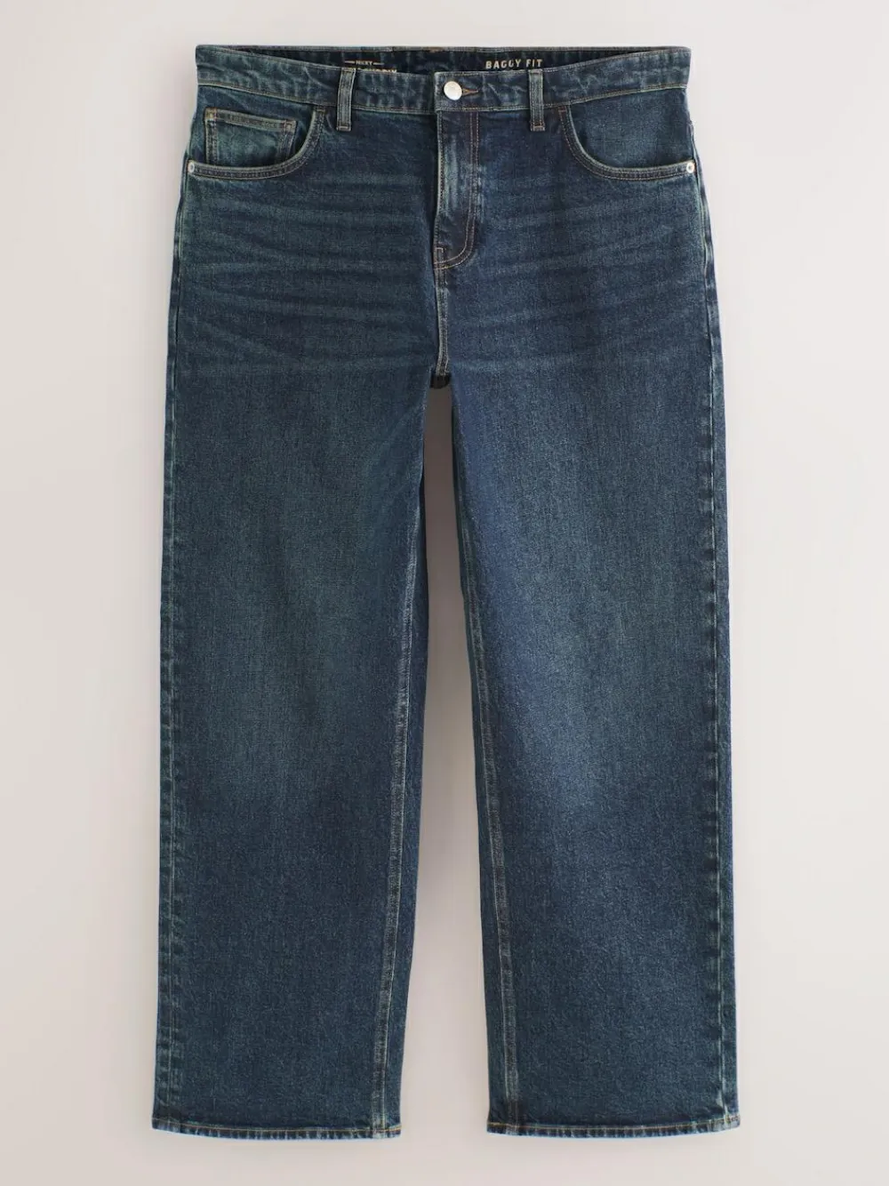 Best Next Blue Dark Baggy Fit Vintage Wash Denim Jeans