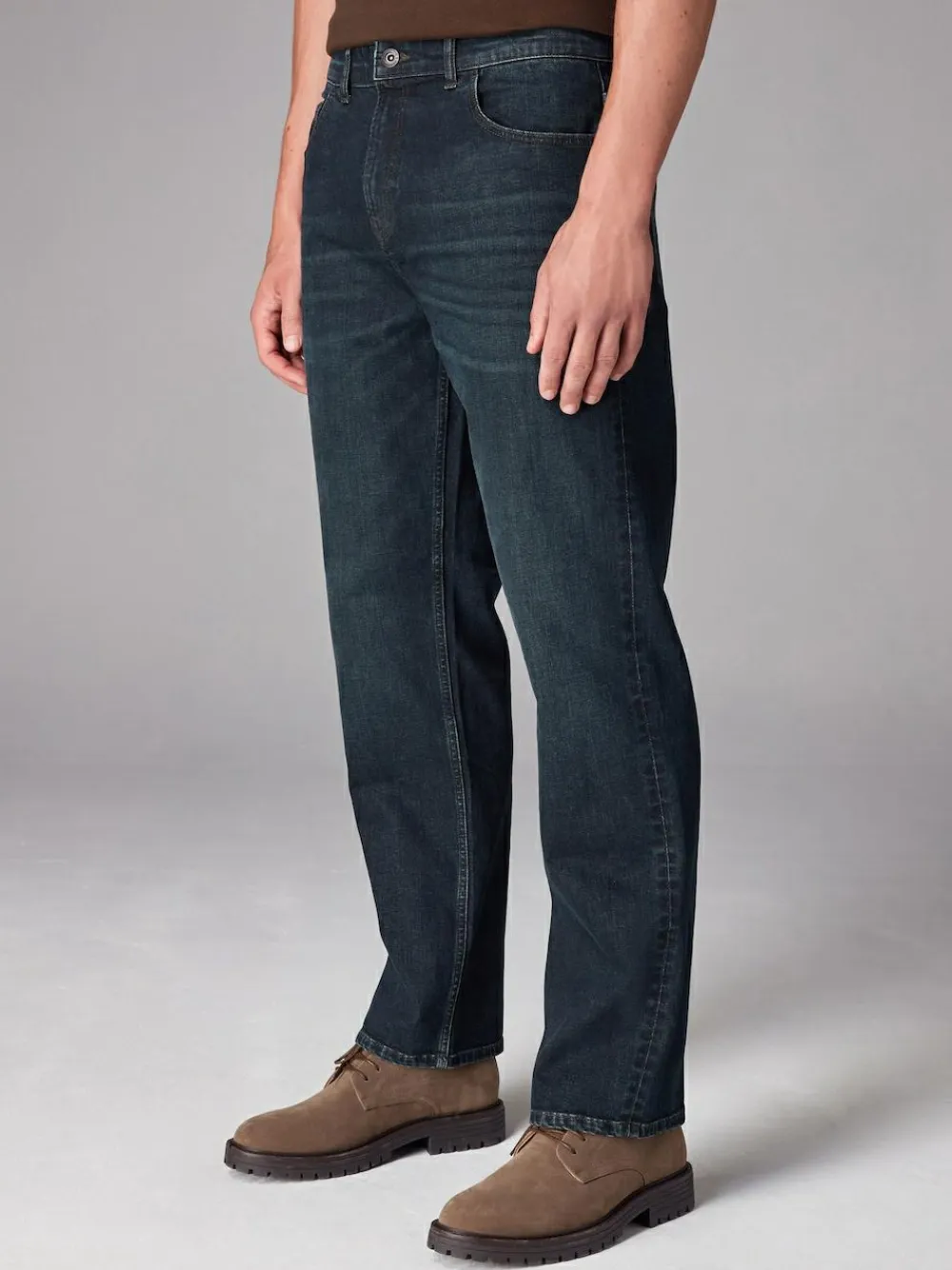 Hot Next Blue Dark Washed Single Straight Fit Classic Stretch Jeans