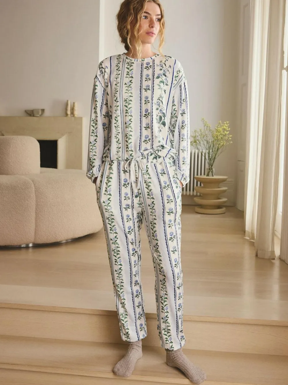 Best Next Blue Floral Cosy Long Sleeve Pyjamas