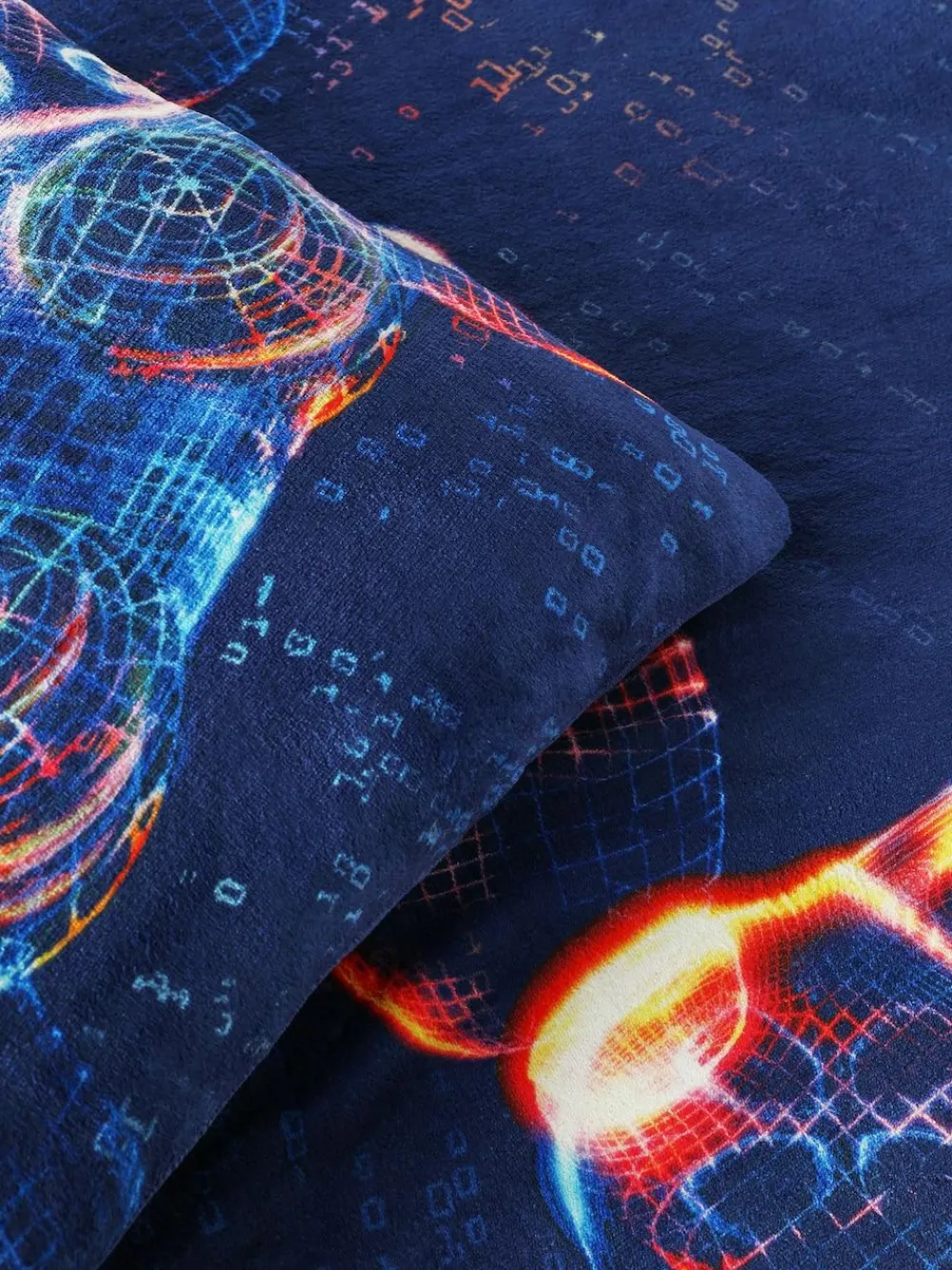 Online Next Duvet Cover and Pillowcase Set Blue Gamer Cosy Fleece