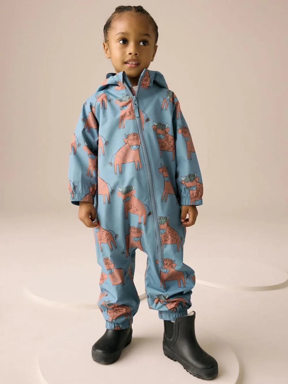 Next Blue Hamish Print Waterproof Fleece Lined Puddlesuit (3mths-7yrs)^BOY Baby Boys|Baby Boys