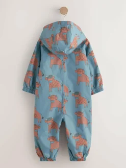 Next Blue Hamish Print Waterproof Fleece Lined Puddlesuit (3mths-7yrs)^BOY Baby Boys|Baby Boys
