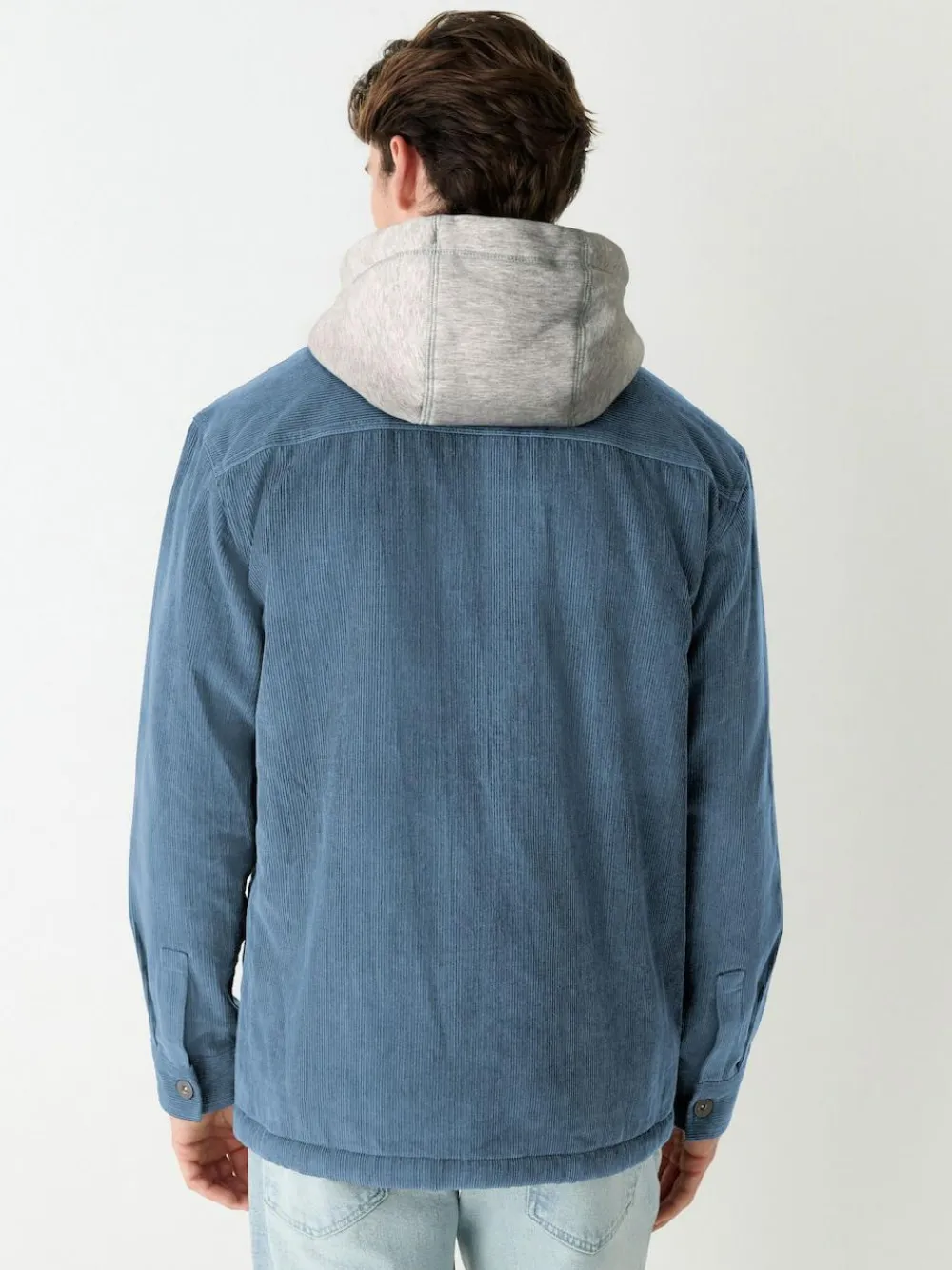 Best Next Hooded Corduroy Borg Lined Shacket Blue
