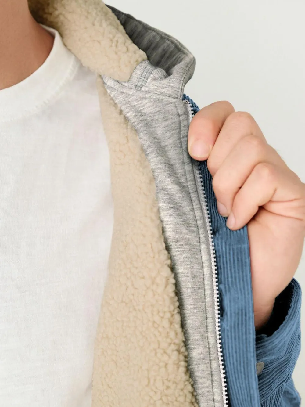 Best Next Hooded Corduroy Borg Lined Shacket Blue