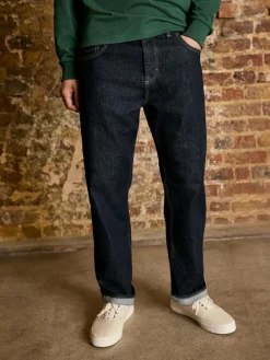 Sale Next Straight Fit Signature Selvedge Denim Jeans Blue Indigo Rinse