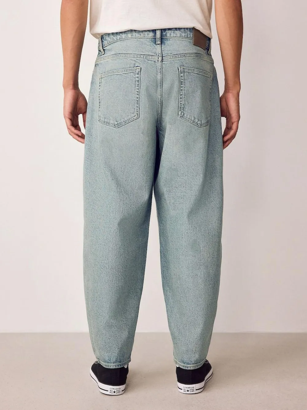 Outlet Next Barrel Fit Vintage Wash Denim Jeans Blue Light Tint
