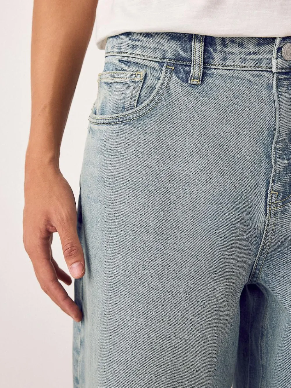Outlet Next Barrel Fit Vintage Wash Denim Jeans Blue Light Tint