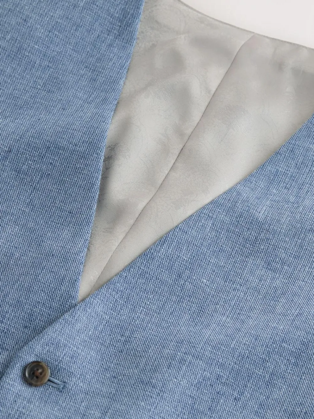 Discount Next Linen Blend Texture Suit Waistcoat Blue