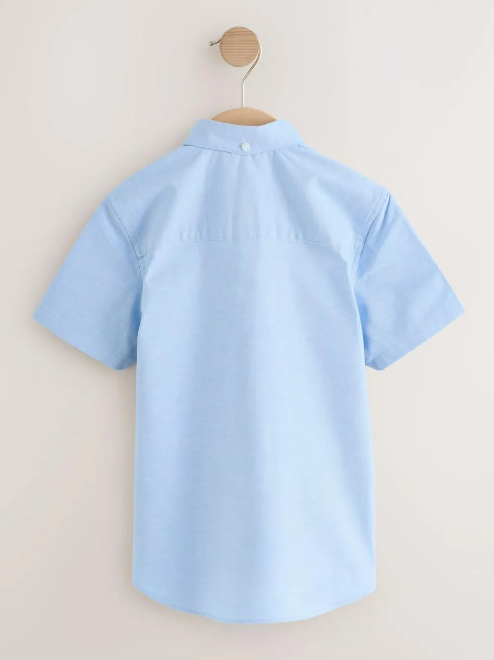 New Next Blue Logo Short Sleeve Cotton Rich Oxford Shirt (3-16yrs)