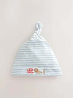 Next Blue London Tie Top Baby Hats 3 Pack (0-18mths)^BOY Hats & Scratch Mitts|Newborn Accessories