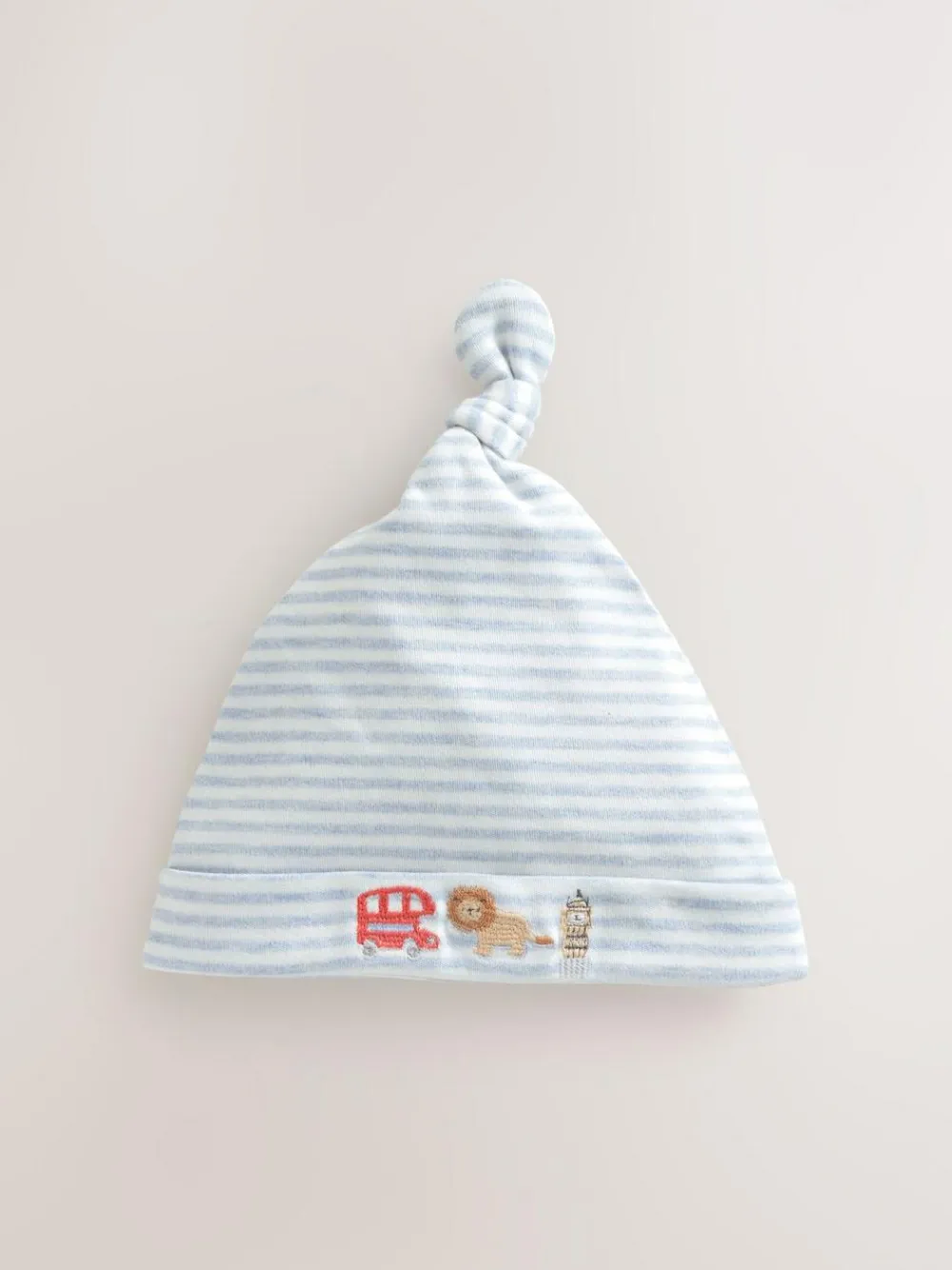 Next Blue London Tie Top Baby Hats 3 Pack (0-18mths)^BOY Hats & Scratch Mitts|Newborn Accessories
