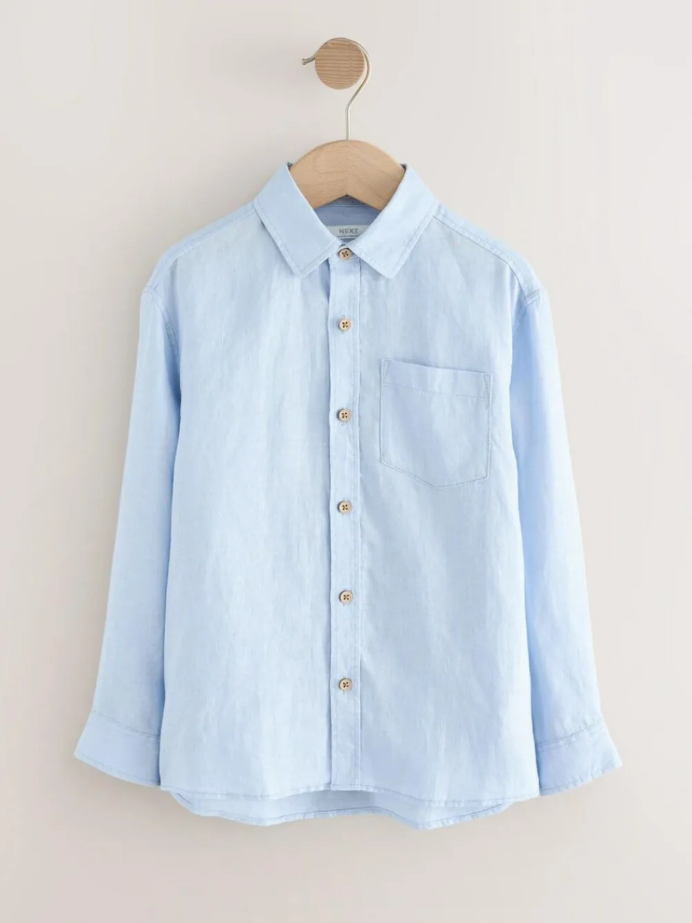 Best Next Long Sleeve 100% Linen Shirt (3-16yrs) Blue