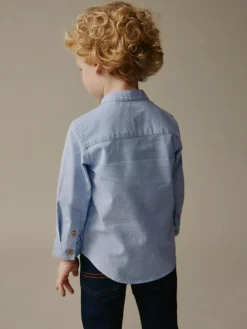 Clearance Next Long Sleeve Grandad Collar Oxford Shirt (3mths-7yrs) Blue