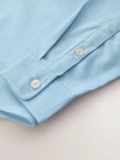 Clearance Next Long Sleeve Grandad Collar Oxford Shirt (3-16yrs) Blue